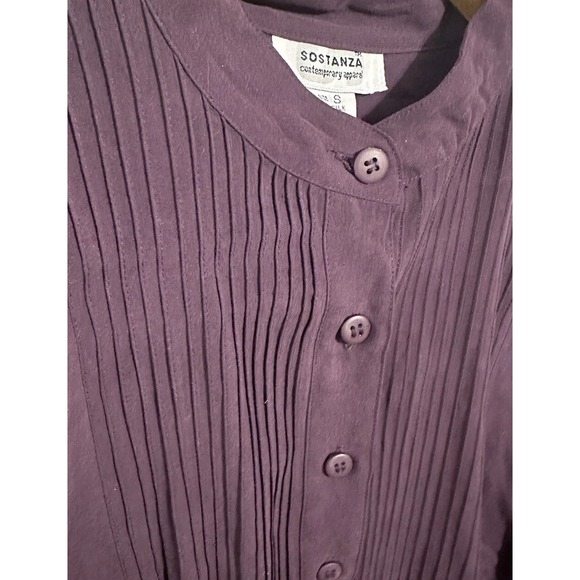 VTG Sostanza Small Lot Of 2 Button Down 100% Silk Purple & Red - Picture 4 of 10